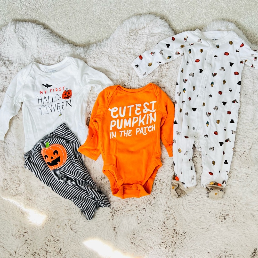 6-9 month gender neutral Halloween & Thanksgiving baby clothes